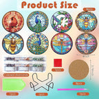 ijbnhd 8 Pcs Animals Diamond Painting Coasters | - Image 3