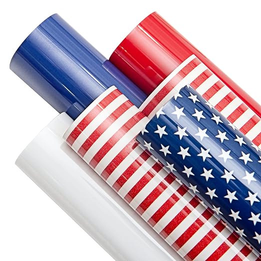 USA Iron On Flag Vinyl Sheets 6 Pcs 12'' x 10', Fourth of July Patriotic Navy - Image 2