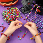 Augshy 700Pcs Halloween Skull Beads, Colorful Skeleton Skull Head Shape Beads - Image 3