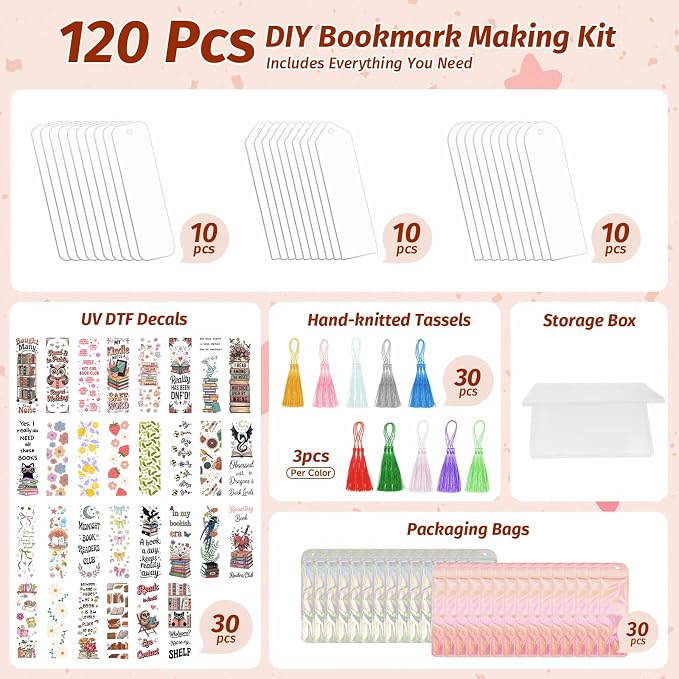 120Pcs Acrylic Bookmark Blanks Kits - Image 2