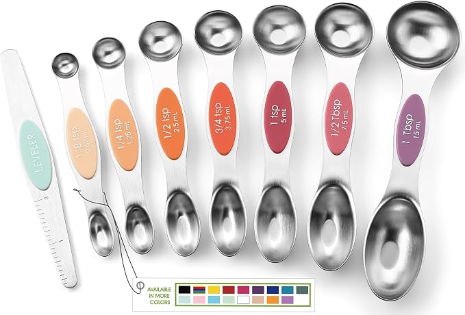 Spring Chef Stainless Steel Metal Magnetic Measuring Spoons Set of 8 by SpringChef