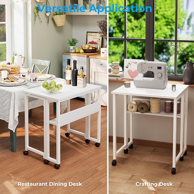 GreenForest Folding Desk with Wheels, 31.5" Rolling Table - Image 7