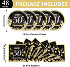 48Pcs 50th Anniversary Paper Plates Napkins Wedding Party Decorations Employee - Image 2