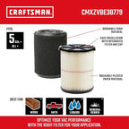 CRAFTSMAN CMXZVBE38779 Genuine 5-20 Gal. General and Wet Debris Vac Filters - Image 2