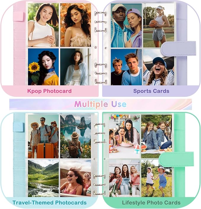 A5 Kpop Photocard Binder with 30 Pack 4-Pocket Card Pages, 6 Ring A5 Binder - Image 3