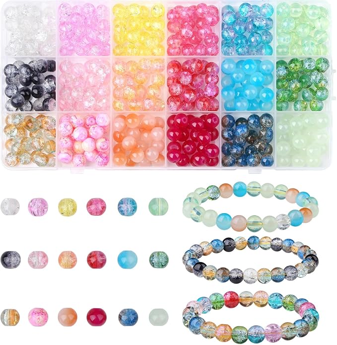 DUQGUHO 8mm Glass Beads for Jewelry Making Colorful Beads for Crafts Crystal 18 by DUQGUHO