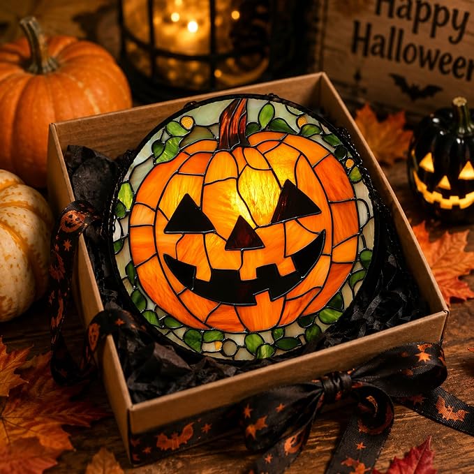 Jack-o'-Lantern Pumpkin Acrylic Suncatcher - Image 2