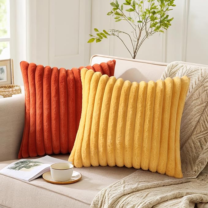 Pallene Faux Fur Plush Throw Pillow Covers 20x20 Set of 2, Luxury Soft Fluffy - Image 5
