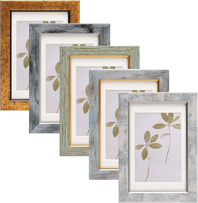 Fixwal 4x6 Picture Frame Set of 5, Vintage Photo Frame, Rustic Retro Picture by Fixwal