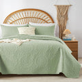 WURUIBO Sage Green Quilt Set King/Cal King Size, Embossing Microfiber Bedspreads by WURUIBO