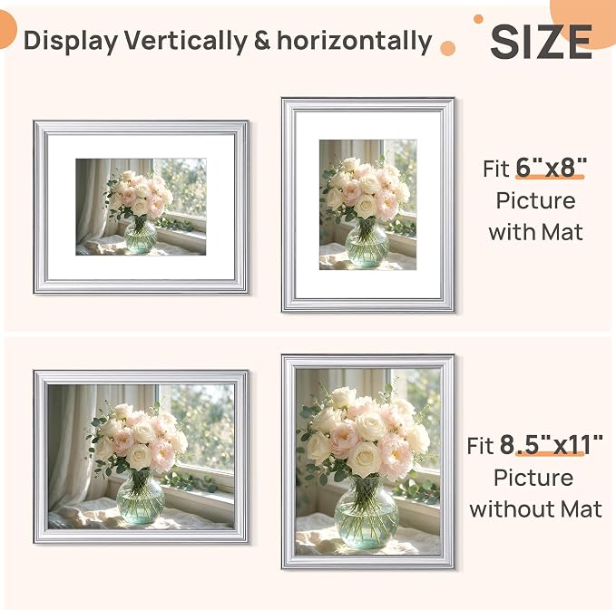 upsimples 8.5 by 11 Picture Frame, Vintage Frames Decor, Wall or Tabletop - Image 2
