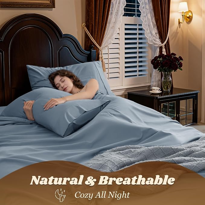 LBRO2M 1000 Thread Count 100% Egyptian Cotton Sheets Set Clifornia King - Image 5