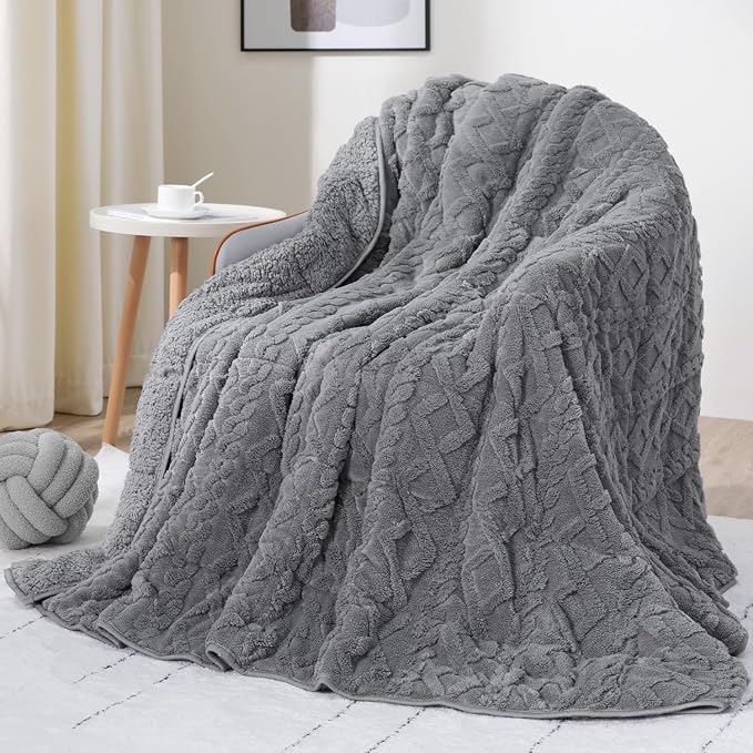 Drewin Weighted Blanket 20lbs, Dual Sided Fluffy Fuzzy Sherpa Queen Size by Home