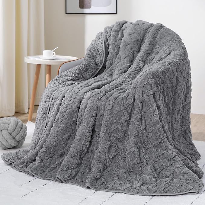 Drewin Fleece Weighted Blanket Queen Size, Ultra-Comfy Furry Sherpa Heavy by Home