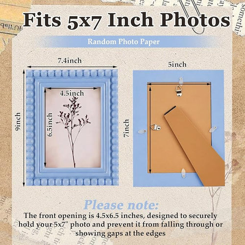 1 Pack 5 x 7 Picture Frame, Wood Beaded Boho Photo Frame, Vintage Photo Display - Image 2