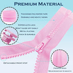 ANPURZII 2PCS #5 41 Inch Pink Separating Jacket Zippers - Image 3