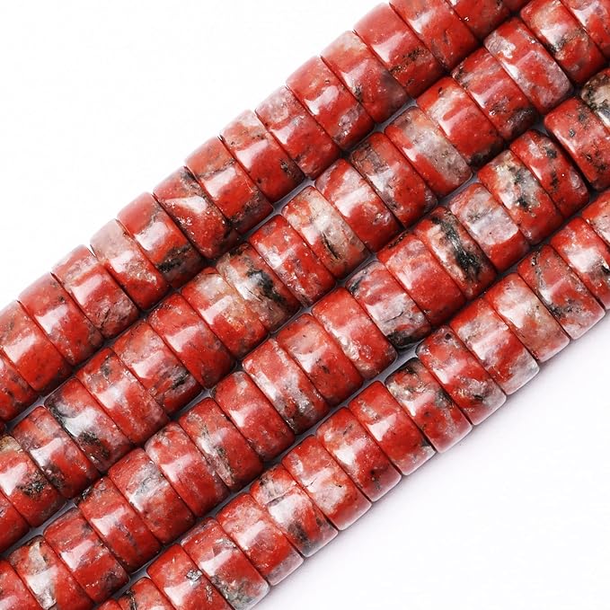 Natural Stone Heishi Beads for Necklace Making, 4 mm x 6 mm Small Flat Round by YUGDRUZY