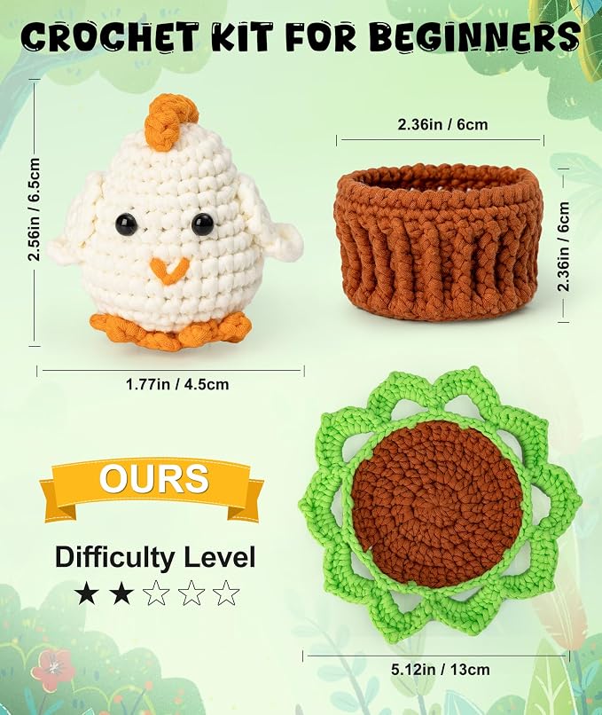 Totiro Crochet Kit for Beginners, Chicken Amigurumi Starter Kit, Easy DIY Craft - Image 5