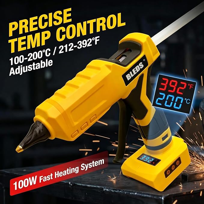 BLEDS Cordless Glue Gun for Dewalt 20V, 100W Digital Temp, No Battery | Heavy - Image 3