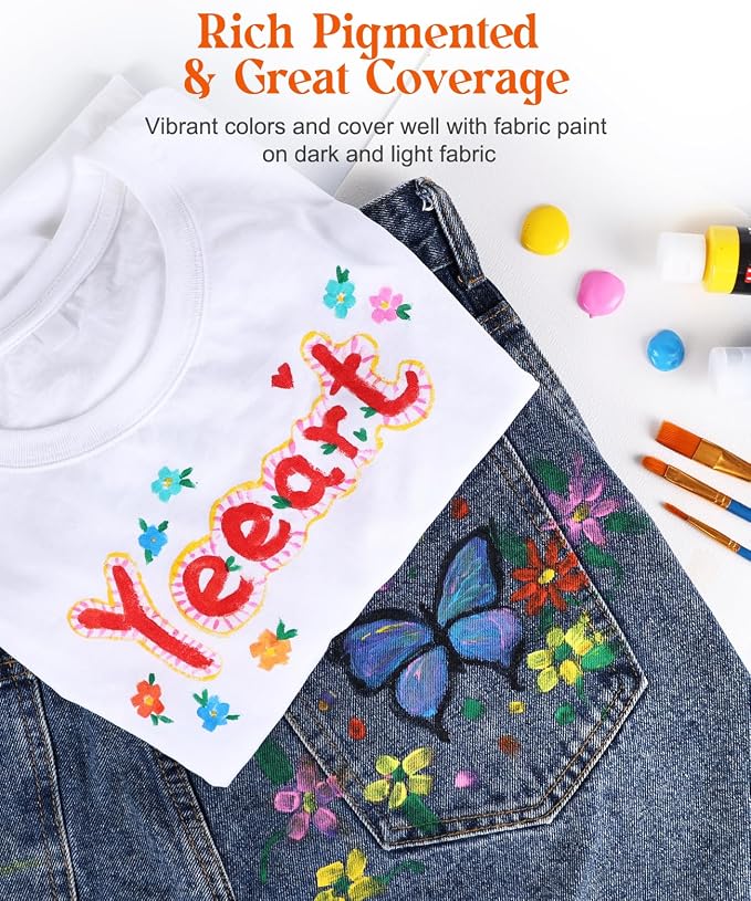 Fabric Paint, Yeeart 30 Colors Permanent Soft Fabric Paint Set - Image 5