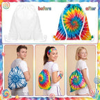 120 Pcs White Tie-Dye Cotton Drawstring Bags - Image 2