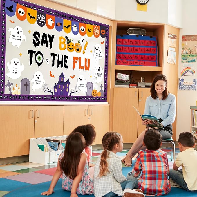 Halloween Ghost Bulletin Board Halloween Healthy Classroom Decorations Set Flu - Image 6