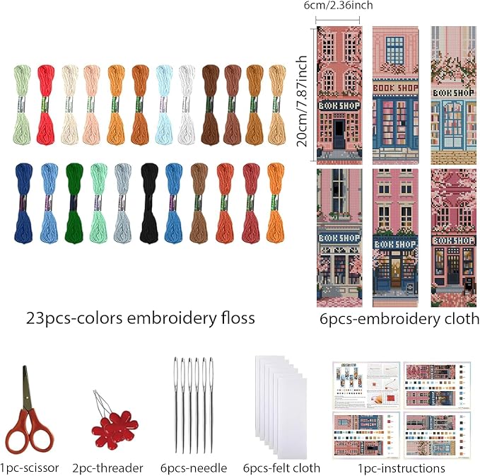 KYOQFVN 6 Pack Book Store Cross Stitch Bookmark, Cross Stitch Bookmarks Kit - Image 2