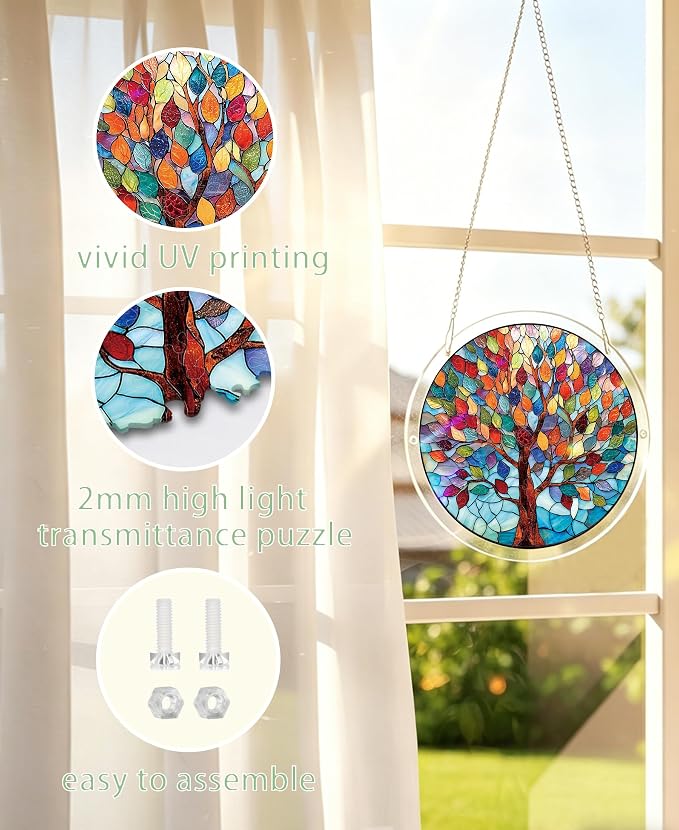 Acrylic Puzzle Suncatcher, Colorful Wishing Tree Sun Catcher - Image 7