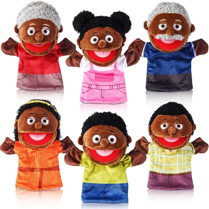 6 Pcs Family Hand Puppets 12 Inch Grandparents, Mom & Dad, Brother & Sister by ZJoey