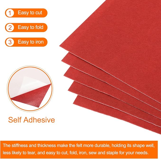 MECCANIXITY Adhesive Felt Sheets, Felt Fabric Crafts Back Adhesive Felt Sheets - Image 4