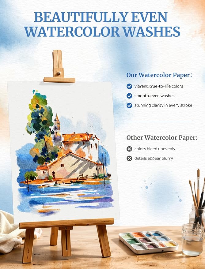 30 Sheets Watercolor Paper 8.5 x 11, Cold Press Watercolor Paper Bulk, 110 - Image 4