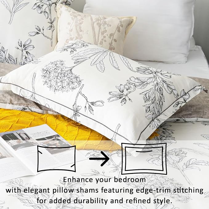 LEMIROE Floral Cotton Comforter Twin Size 2Pcs - Image 2