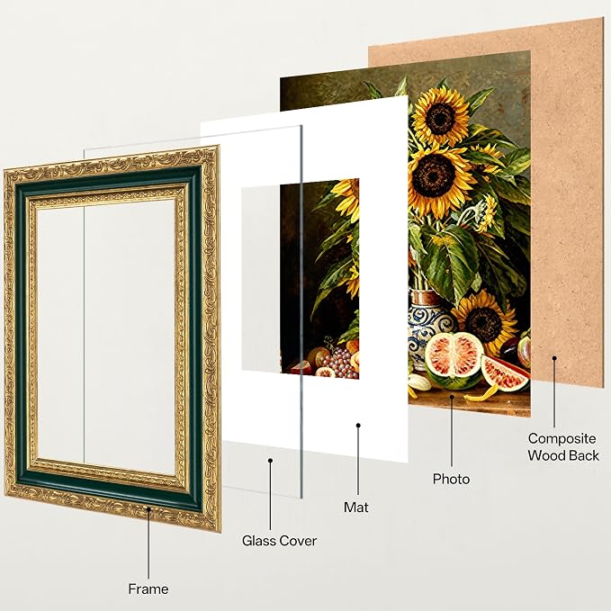 eletecpro 4x6 Vintage Picture Frame, Glass Cover, Horizontal or Vertical - Image 2