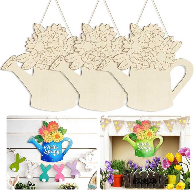 Large Size 12" Wooden Spring Crafts Ornaments to Paint, Flower Wooden DIY Blank by Sophena
