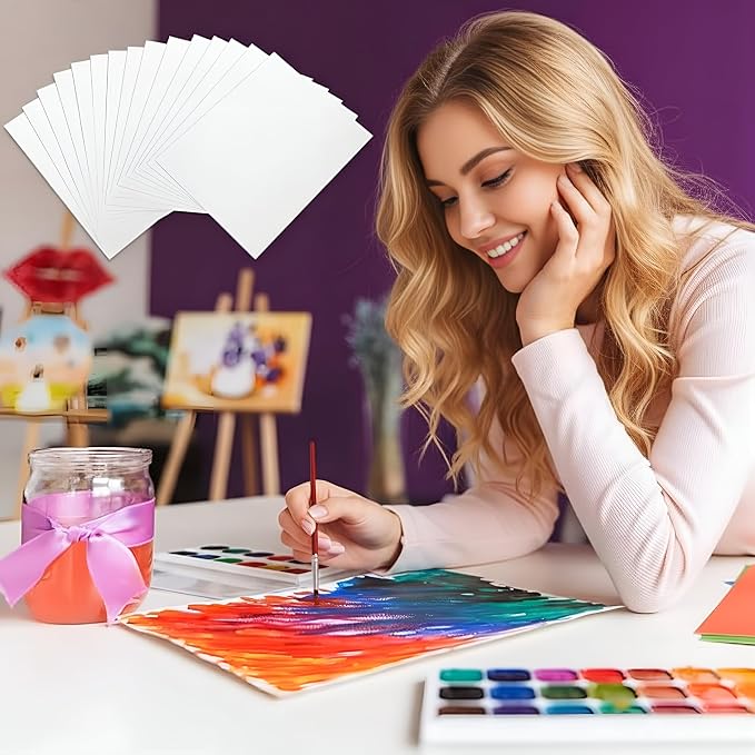 TecUnite 60 Sheets Watercolor Paper Pad Bulk Art White Cold Press Painting Paper - Image 5
