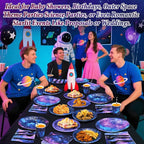 450 Pcs Space Galaxy Tableware Set Decorations, Starry Sky Paper Plates Napkins - Image 4