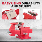 6.5" Heavy-Duty Bench Vise Ductile Iron Bench Vise 360° Swivel Bench Vice - Image 4