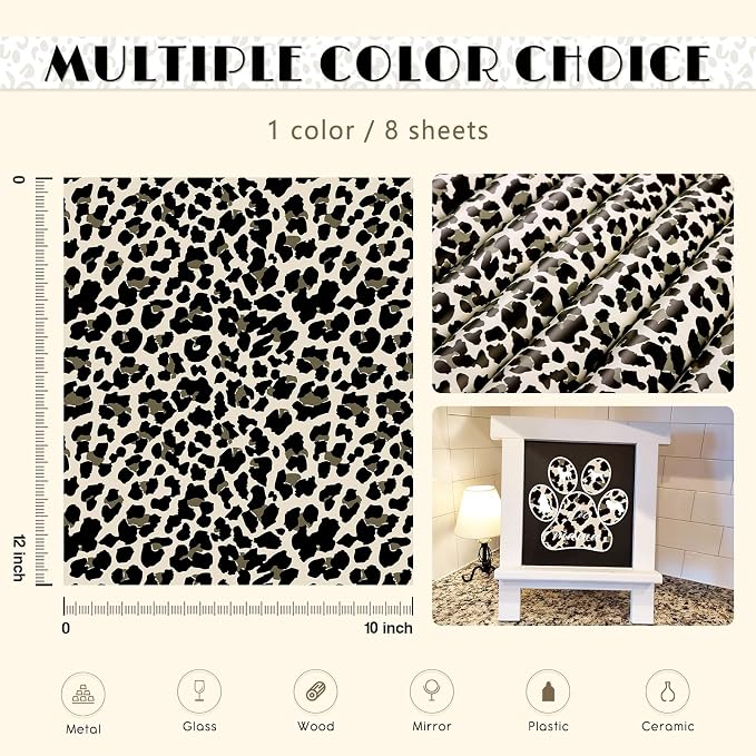 Tintnut Black White Leopard Permanent Vinyl 8 Sheets 12x10in Adhesive Vinyl | - Image 2