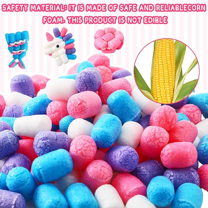 Junkin 1000 Pcs Magic Noodles Foam Crafts Puffs Corn Super Crafts Arts Kit Bulk - Image 3