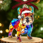 French Bulldog Ornament – Faux Stained Glass Frenchie Christmas Ornament by DEARMOMENT