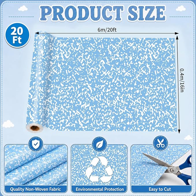 Blue Composition Bulletin Board Roll Non-Woven Fabric Poster 16in X 20ft | Back - Image 2