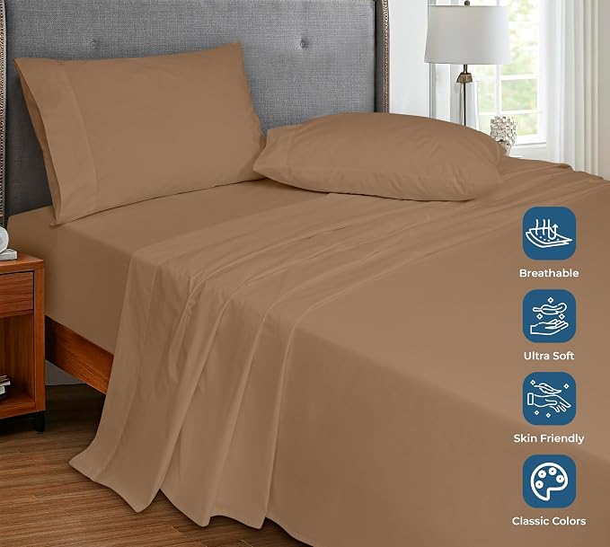 Royale Linens 100% Organic Cotton Twin Flat Sheet Only - Image 4