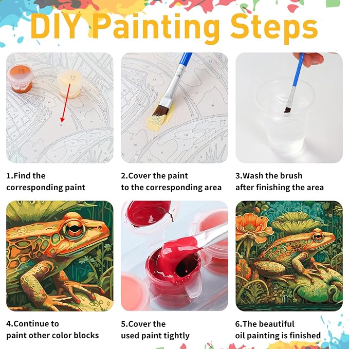 Frog Paint by Numbers for Adult, Frog Paint by Numbers Kit for Adults Beginners - Image 9