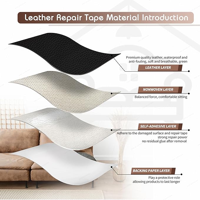 KING MOUNTAIN Leather Repair Patch, 4 x 63 Inches self Adhesive Leather Repair - Image 3