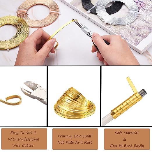 Fashewelry 65Ft 4 Colors Aluminum Flat Wire 3mm Wide Bendable Metal Craft Wire - Image 4