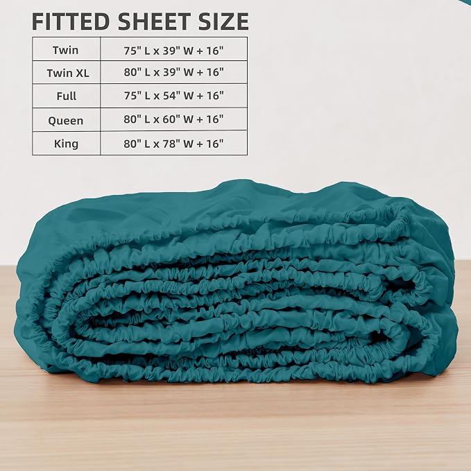 HBHLFZ Full Fitted Sheet Only, Soft Breathable Bottom Sheet - Image 2