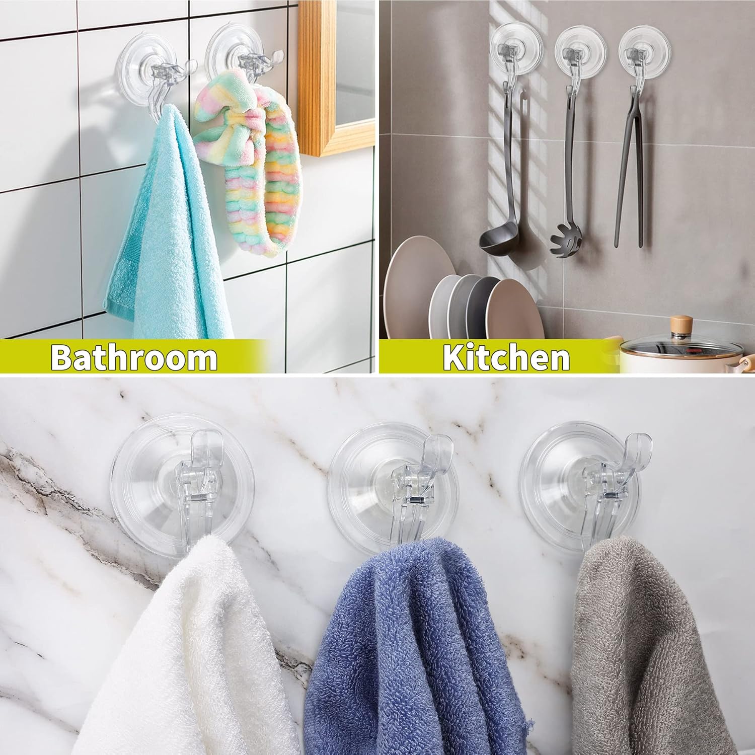Antimbee Transparent Heavy Duty Suction Hooks, 5 Pack, Holds up to 11 lbs, Modern & Simple Design, Reusable & Removable, Ideal for Bathroom, Kitchen, Glass, Metal, Plastic Surfaces
