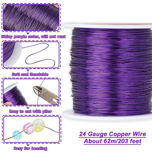 203 Feet Tarnish Resistant Copper Wires 24 Gauge/0.5mm Jewelry Craft Wires - Image 2