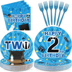 96Pcs Boss 2nd Birthday Party Decoration Baby Boy Second Birthday Plates and by Greencian