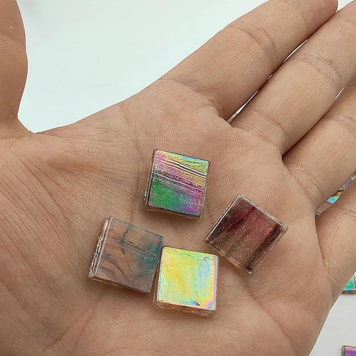 1.1 LB Ice Jade Mosaic Tiles, 0.59“ Square Glass Mosaic Pieces - Image 2